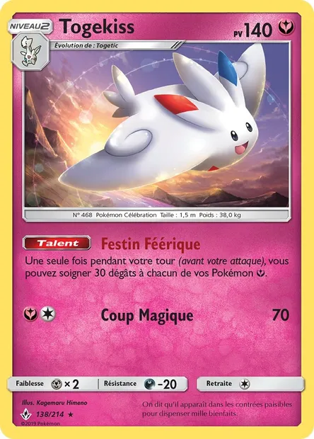 Togekiss, carte Pokémon UNB 138 — extension Alliance Infaillible