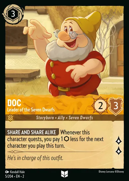 Doc - Leader of the Seven Dwarfs, Disney Lorcana card CH2-005 — Rise of the Floodborn set