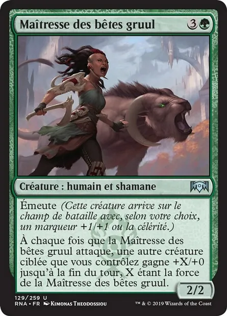 Maîtresse des bêtes gruul, carte Magic RNA 129 — extension L'allégeance de Ravnica