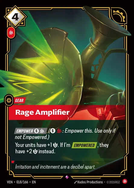 Rage Amplifier, carte Riftbound VEN 018 — extension Vendetta