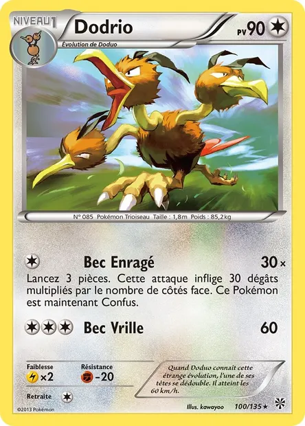 Dodrio, carte Pokémon PLS 100 — extension Tempète Plasma