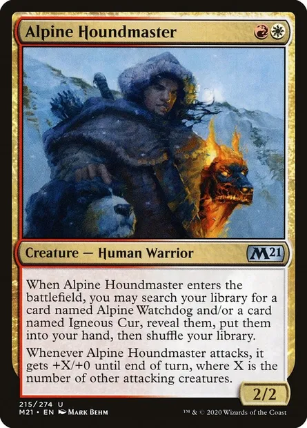 Alpine Houndmaster, Magic card M21 215 — Core Set 2021 set