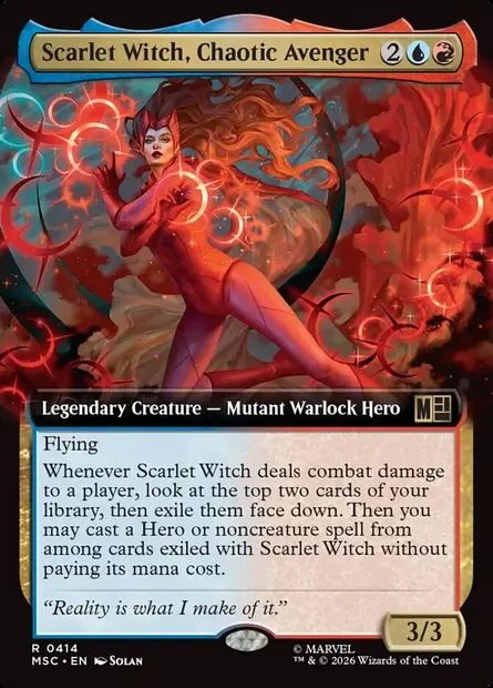 Scarlet Witch, Chaotic Avenger, Magic card MSC 414 — Marvel Super Heroes Commander set