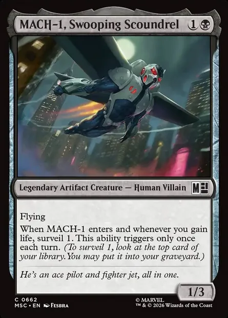 MACH-1, Swooping Scoundrel, Magic card MSC 662 — Marvel Super Heroes Commander set