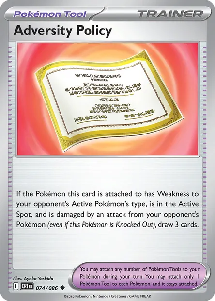 Adversity Policy, Pokémon card CRI 074 — Chaos Rising set