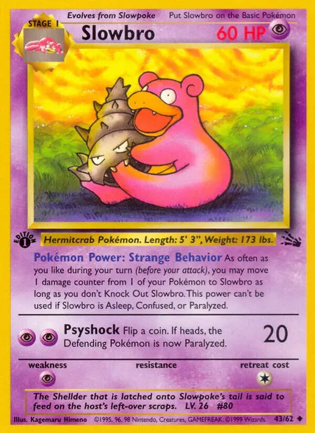 Slowbro, Pokémon card FO 43 — Fossil set