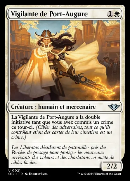 Vigilante de Port-Augure, carte Magic OTJ 21 — extension Outlaws of Thunder Junction
