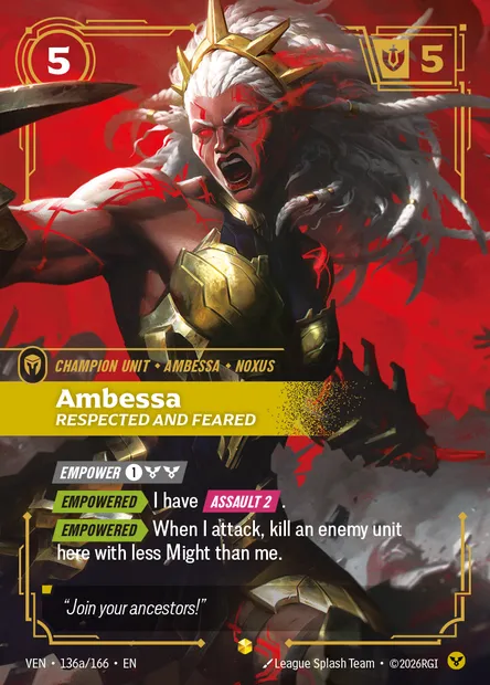 Ambessa, carte Riftbound VEN 136a — extension Vendetta