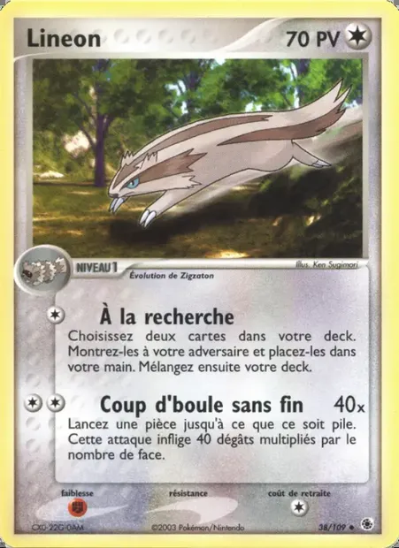 Linéon, carte Pokémon RS 38 — extension EX Rubis & Saphir