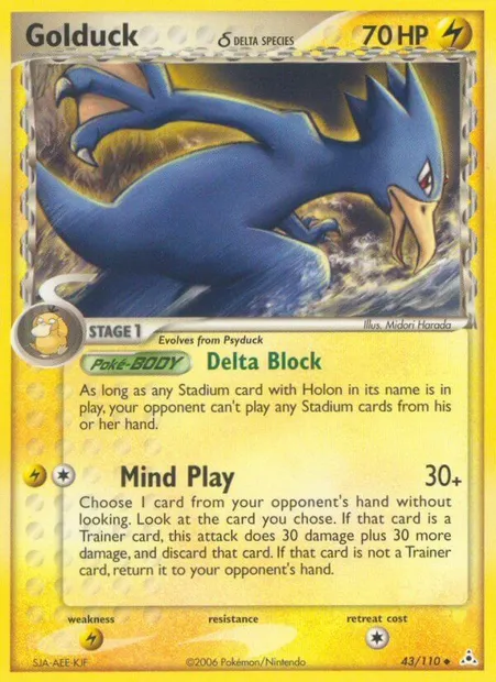 Golduck δ, Pokémon card HP 43 — Holon Phantoms set