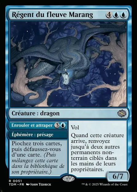 Régent du fleuve Marang // Enrouler et attraper, carte Magic TDM 51 — extension Tarkir: Dragonstorm