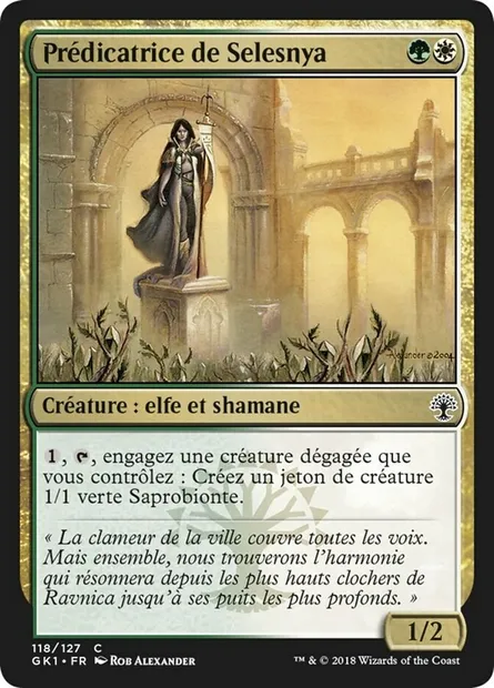 Prédicatrice de Selesnya, carte Magic GK1 118 — extension GRN Guild Kit