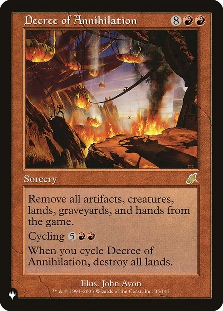 Décret d'annihilation, carte Magic PLST SCG-85 — extension The List