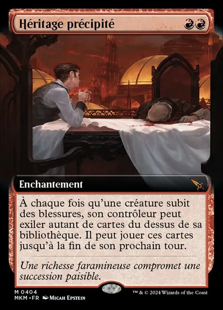 Héritage précipité, carte Magic MKM 404 — extension Murders at Karlov Manor