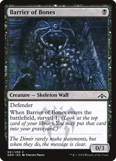 Barrier of Bones, Magic card GRN 61 — Guilds of Ravnica set