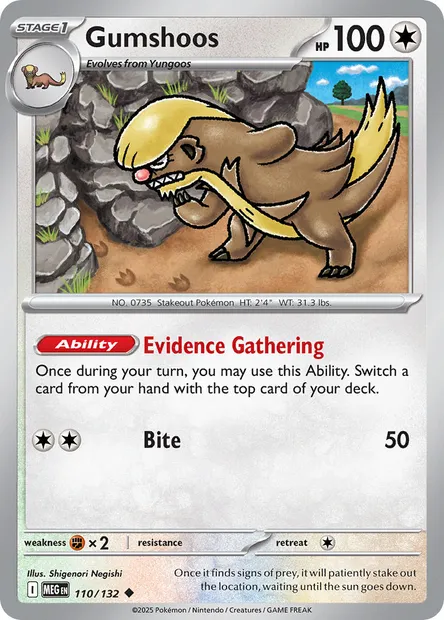 Gumshoos, Pokémon card MEG 110 — Mega Evolution set