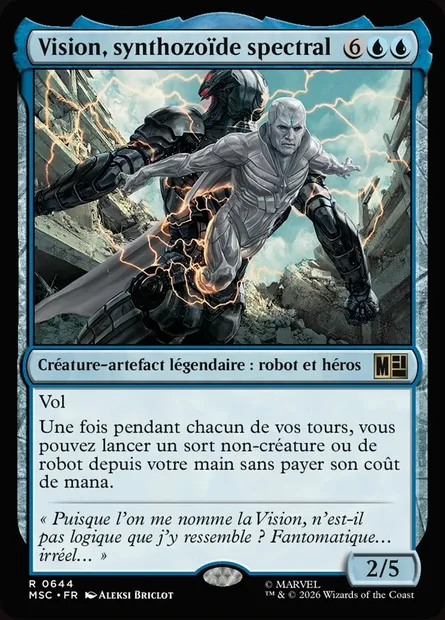 Vision, synthozoïde spectral, carte Magic MSC 644 — extension Marvel Super Heroes Commander