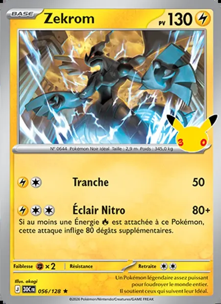 Zekrom, carte Pokémon 30C 056 — extension 30ᵉ Anniversaire