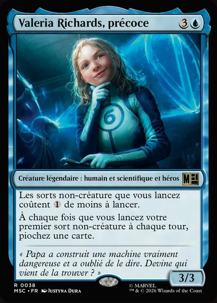 Valeria Richards, précoce, carte Magic MSC 38 — extension Marvel Super Heroes Commander