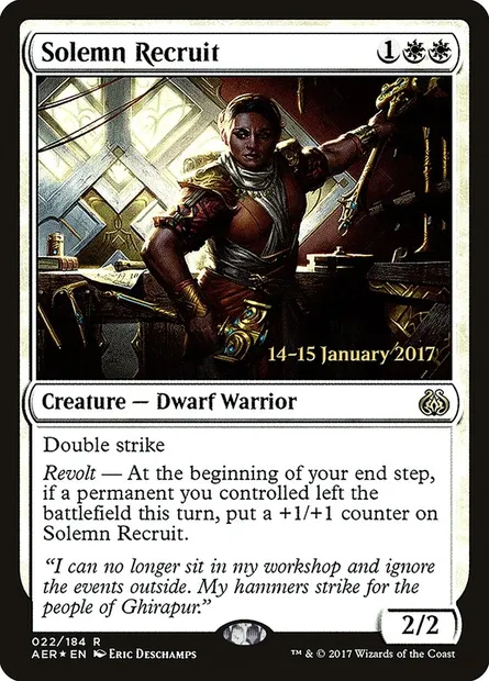 Solemn Recruit, Magic card PAER 22s — Aether Revolt Promos set