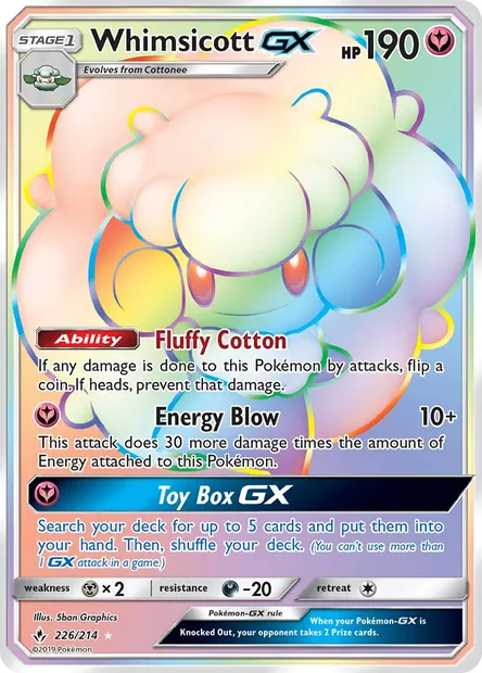 Whimsicott GX, Pokémon card UNB 226 — Unbroken Bonds set