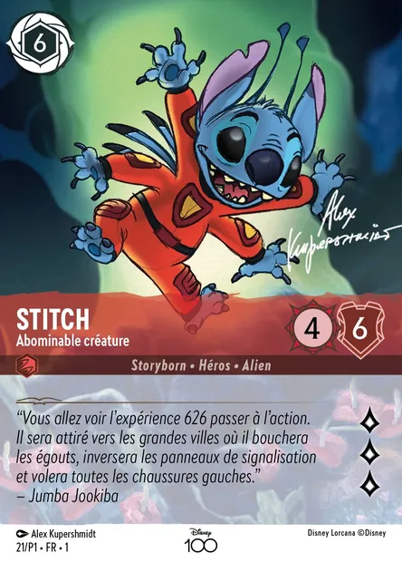 Stitch - Abominable créature, carte Disney Lorcana P1-021 — extension P1