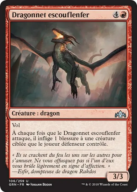 Dragonnet escouflenfer, carte Magic GRN 106 — extension Les Guildes de Ravnica