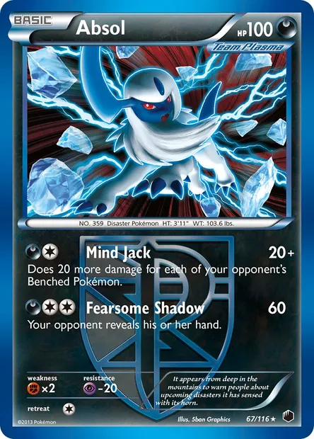 Absol, Pokémon card PLF 67 — Plasma Freeze set