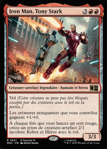 Iron Man, Tony Stark, carte Magic MSC 851 — extension Marvel Super Heroes Commander