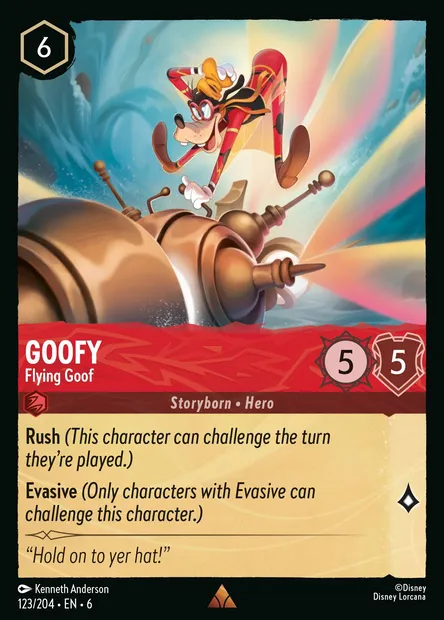 Goofy - Flying Goof, Disney Lorcana card CH6-123 — Azurite Sea set