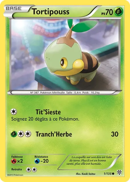 Tortipouss, carte Pokémon PLS 1 — extension Tempète Plasma