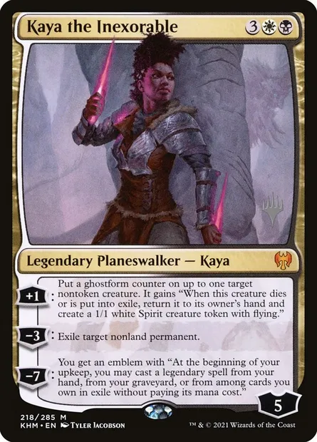 Kaya the Inexorable, Magic card PKHM 218p — Kaldheim Promos set