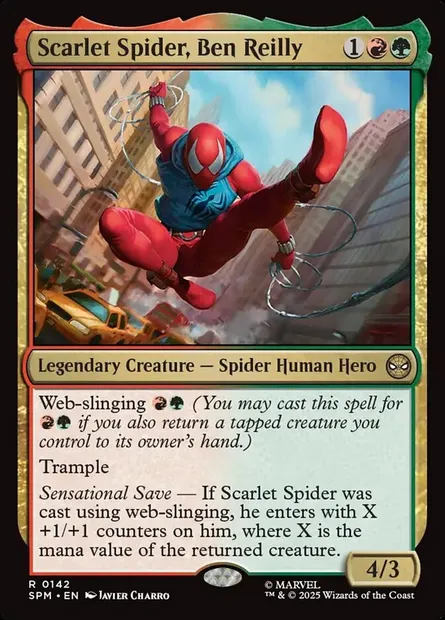 Scarlet Spider, Ben Reilly, Magic card SPM 142 — Marvel's Spider-Man set