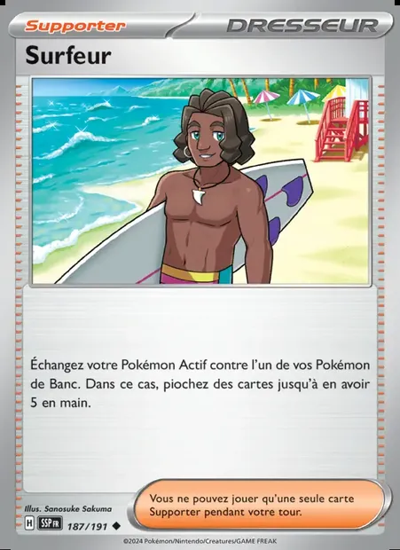 Surfeur, carte Pokémon SSP 187 — extension Étincelles Déferlantes