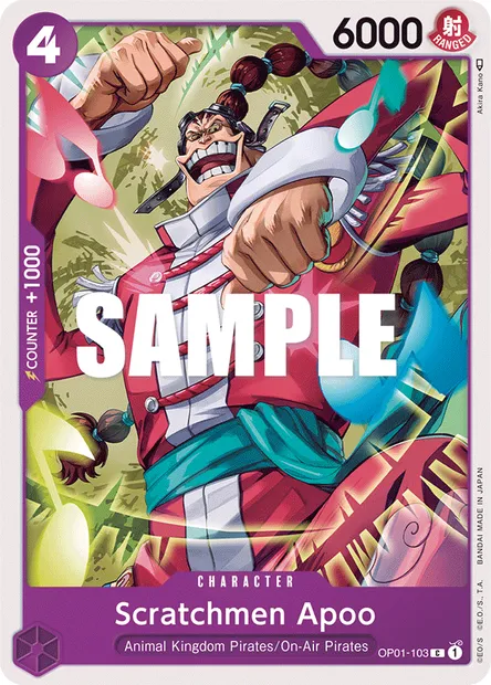 Scratchmen Apoo, carte One Piece OP01-103 — extension ROMANCE DAWN