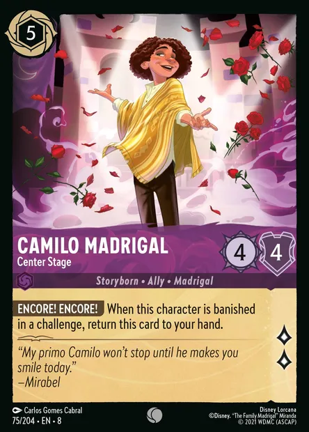 Camilo Madrigal - Center Stage, Disney Lorcana card CH8-075 — The Reign of Jafar set