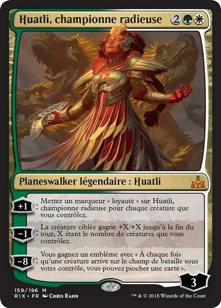 Huatli, championne radieuse, carte Magic RIX 159 — extension Les combattants d'Ixalan