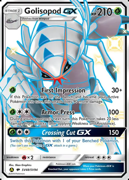 Golisopod-GX, Pokémon card SMA SV48 — Hidden Fates Shiny Vault set