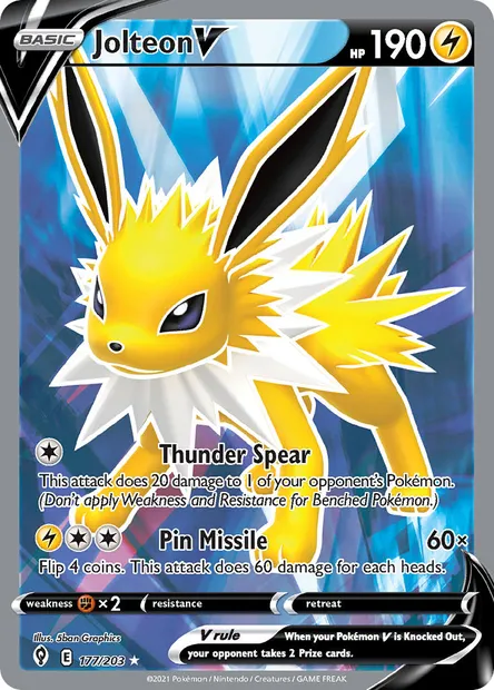 Jolteon V, Pokémon card EVS 177 — Evolving Skies set