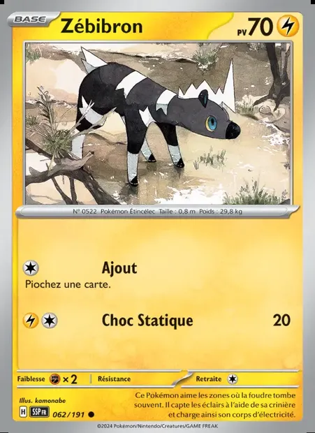 Zébibron, carte Pokémon SSP 062 — extension Étincelles Déferlantes