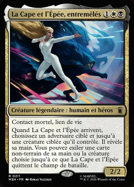 La Cape et l'Épée, entremêlés, carte Magic MSH 211 — extension Marvel Super Heroes