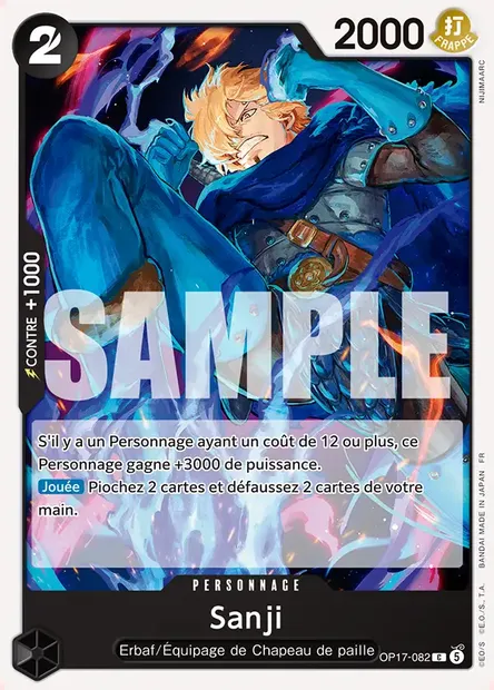 Sanji, carte One Piece OP17-082 — extension LES GUERRIERS LES PLUS PUISSANTS AU MONDE