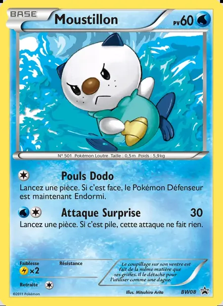 Moustillon, carte Pokémon BW 08 — extension Promo BW