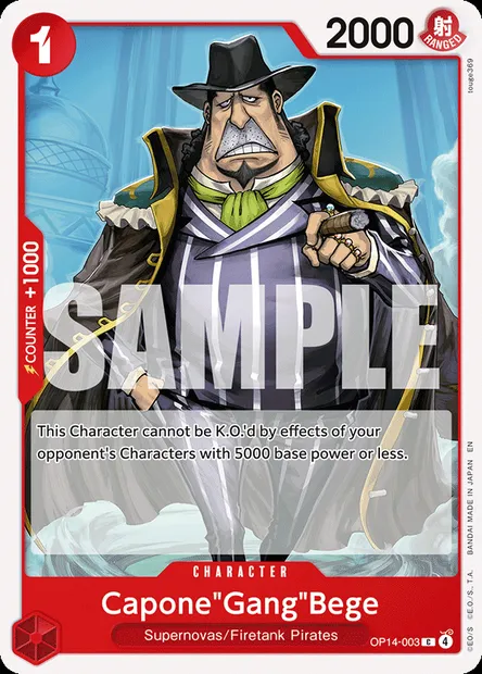 Capone"Gang"Bege, One Piece card OP14-003 — THE AZURE SEA’S SEVEN set