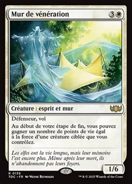 Mur de vénération, carte Magic TDC 139 — extension Tarkir: Dragonstorm Commander