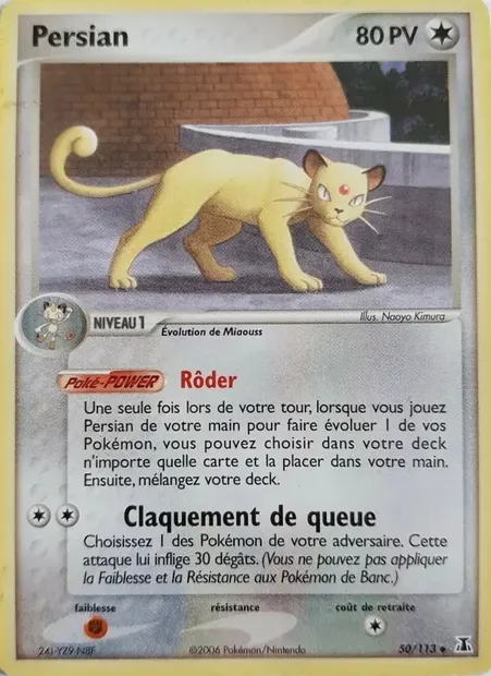Persian, carte Pokémon DS 50 — extension EX Espèces Delta