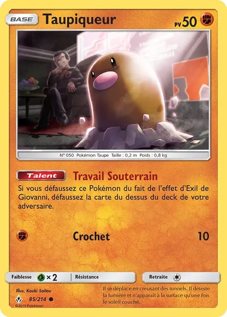Taupiqueur, carte Pokémon UNB 85 — extension Alliance Infaillible