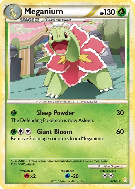Meganium, Pokémon card HS 26 — HeartGold SoulSilver set