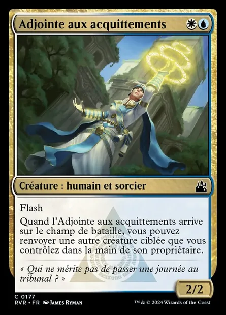 Adjointe aux acquittements, carte Magic RVR 177 — extension Ravnica Remastered
