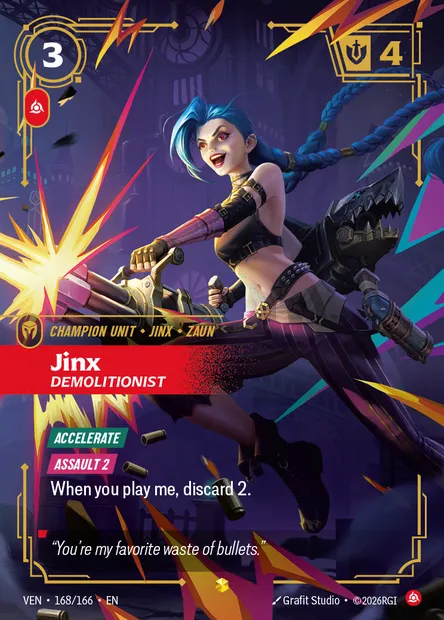 Jinx, Riftbound card VEN 168 — Vendetta set